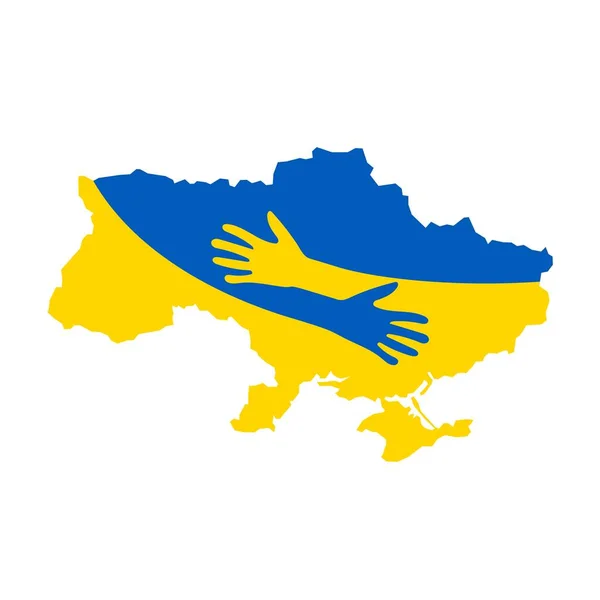 Mapa Ukrajiny s objímáním rukou — Stockový vektor