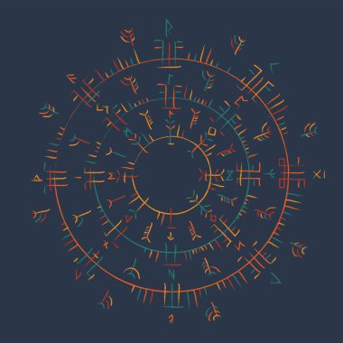 Soyut runik yazılar renkli arkaplan