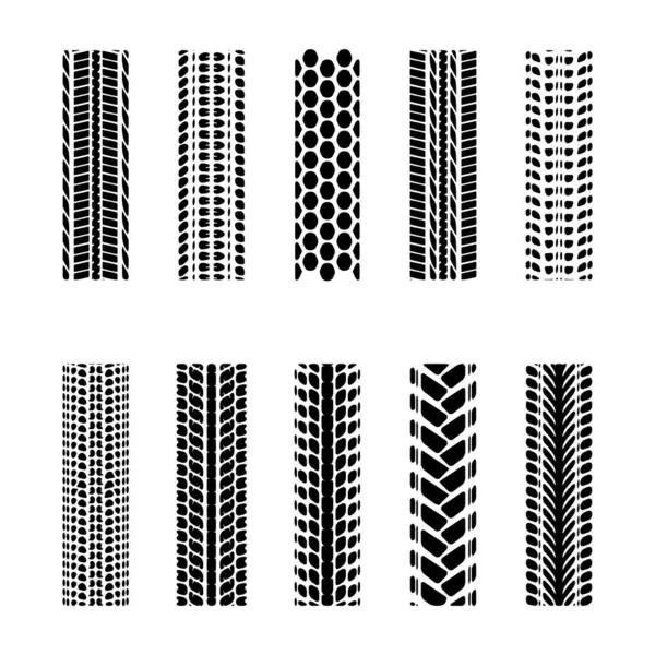 Bandensporen ronde hoeken silhouetten — Stockvector