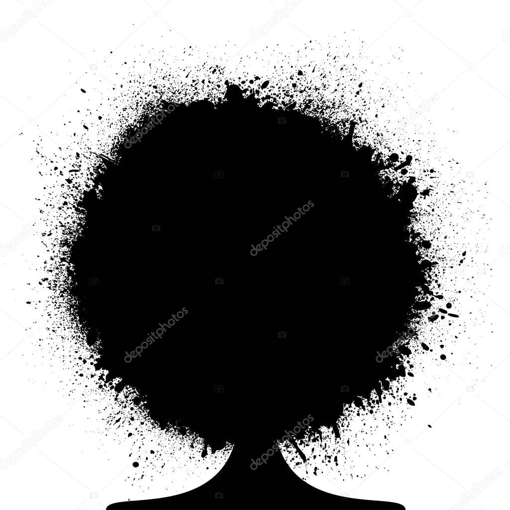 African woman grunge ink splash silhouette