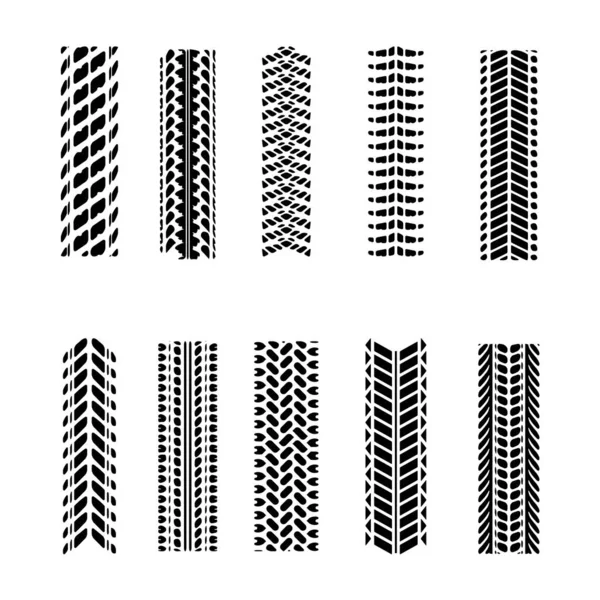 Pistas de neumáticos redondo esquinas conjunto — Vector de stock