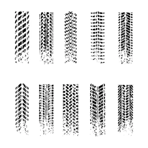 Bandensporen grunge ronde hoeken set — Stockvector