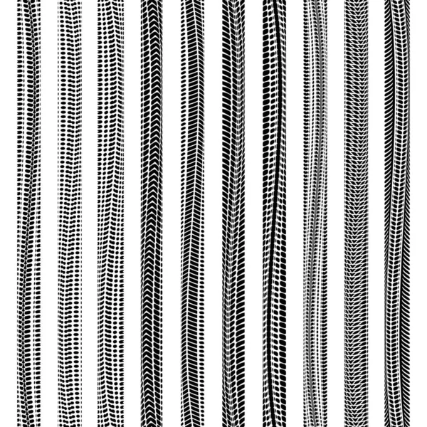 Tire tracks round corners set four lines — Image vectorielle