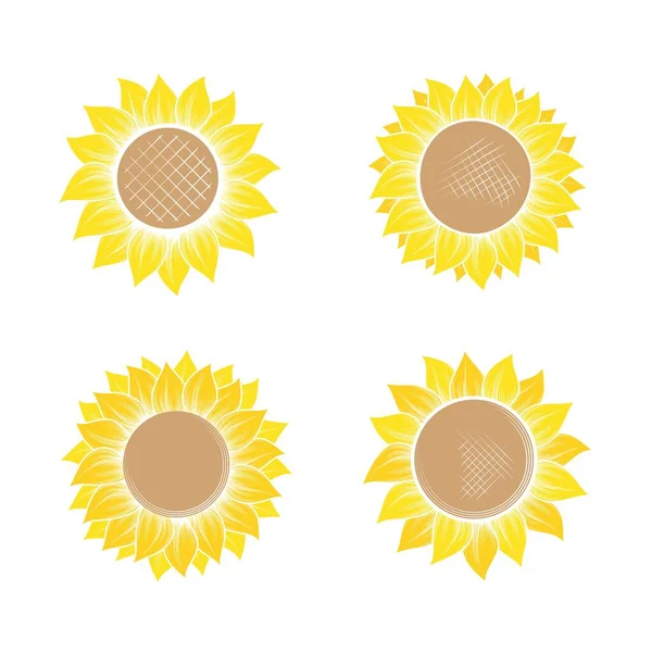 Flat color sunflowers silhouettes set — Vector de stock