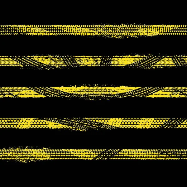 Tire tracks round corners yellow silhouette design — Vetor de Stock
