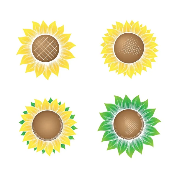 Gradient color sunflowers silhouettes set — Vector de stock