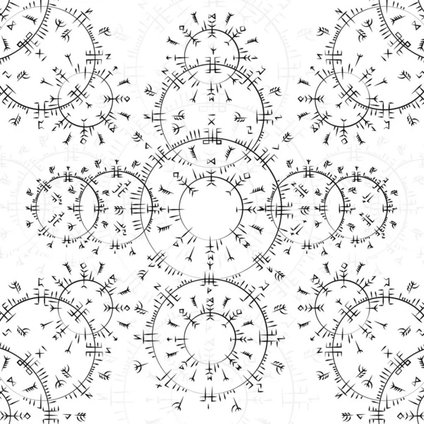 Cirkel zwarte runen volledige achtergrond — Stockvector