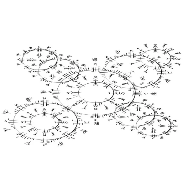 Kruh černé runy izometrický velký symbol — Stockový vektor