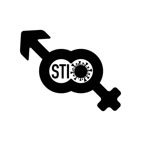 Abstracte Symbool Van Geslachtstekens Met Seksueel Overdraagbare Infectie Tekst Virus — Stockvector