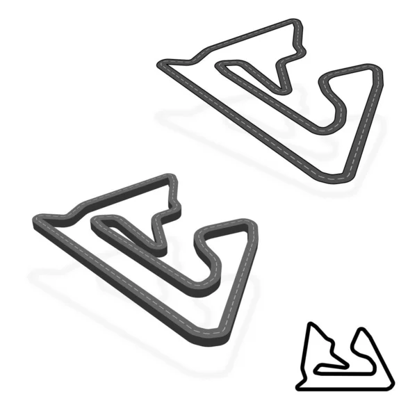 Black Speed Race Track Map Isolated White Background Isometric Pespective — Archivo Imágenes Vectoriales