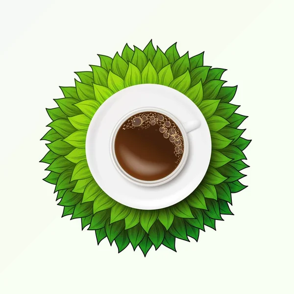 Green grass coffee cup background — стоковый вектор