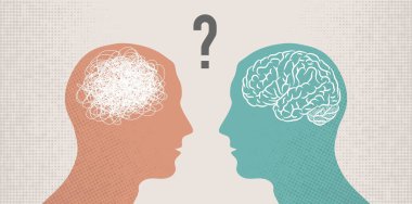 Different men heads conversation