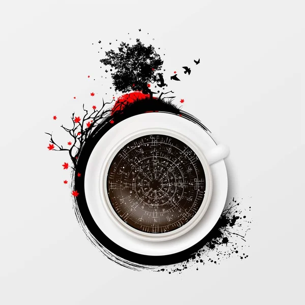 Magische Grunge-Dämmerung dunkler Kaffee Hintergrund — Stockvektor