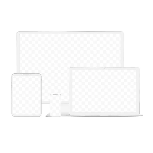 Белые цифровые гаджеты прозрачный экран — стоковый вектор