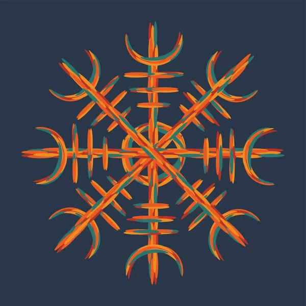 颜色抽象的冰岛古老符号 维京人的力量和荣耀的象征刷圆圈设计元件 — 图库矢量图片