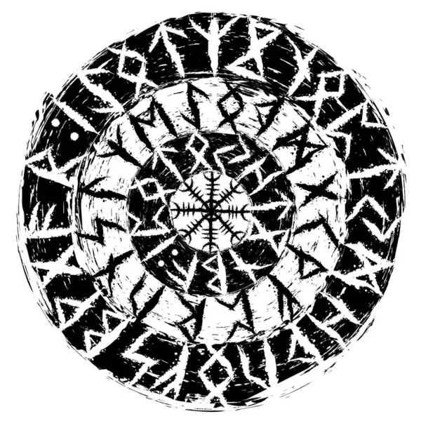 白色背景上孤立的古老的逻辑字母 Grunge油墨污迹斯堪的纳维亚和冰岛的符号设置 — 图库矢量图片