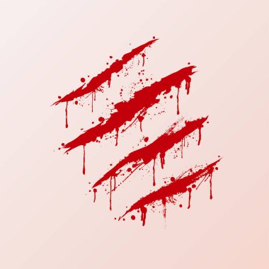 Hayvan pençesi tırmalama izleri olan bir geçmiş. Canavar gibi keskin. Kırmızı kanlı duvar kağıdı, lekeli ve lekeli.