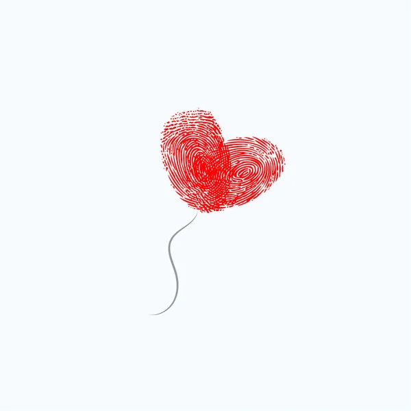 Αφηρημένη Μπαλόνι Σιλουέτα Δακτυλικά Αποτυπώματα Σχήμα Καρδιάς Απομονώνονται Λευκό Φόντο — Διανυσματικό Αρχείο