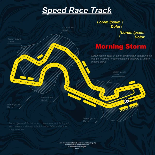 Abstract Dark Blue Background Yellow Race Track Map Design Elements — Archivo Imágenes Vectoriales