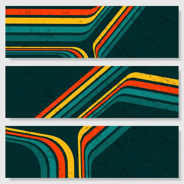 Grunge Banners Set Abstract Lines Silhouettes Retro Simple Background Parts — Διανυσματικό Αρχείο