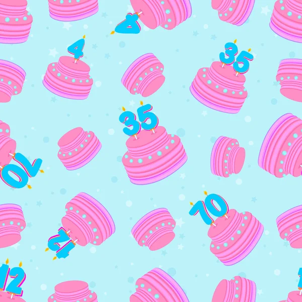 Pink Colour Seamless Background Cake Pattern Sweets Cartoon Wallpaper Different — Image vectorielle