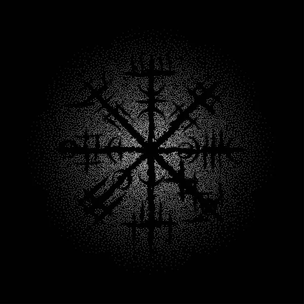 Black Background White Dots Abstract Black Brushed Symbol Old Norse — Vetor de Stock