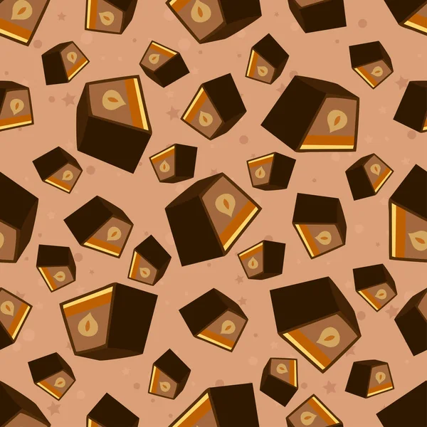 Nuts Seamless Background Candy Pattern Sweets Cartoon Wallpaper Different Wrapping — Stok Vektör
