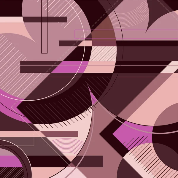 Яркий Фиолетовый Линейный Фон Различными Геометрическими Элементами Формы Современный Графический — стоковый вектор