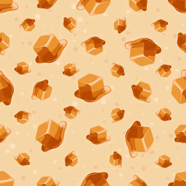 Caramel Seamless Background Candy Pattern Sweets Cartoon Wallpaper Different Wrapping — Stockvector