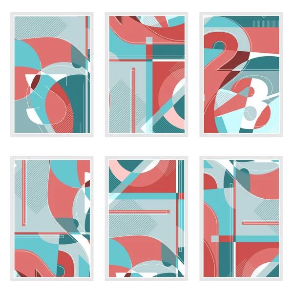 Set Six Different Geometric Posters 2023 Year Numbers Abstract Linear — Stockvektor