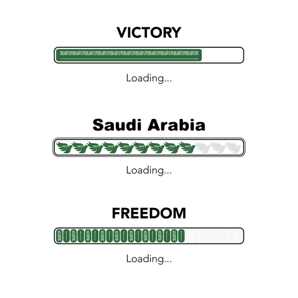 Set Three Different Loading Progress Bars Saudi Arabia National Color — Image vectorielle