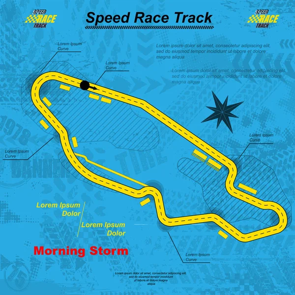 Set Four Yellow Grunge Banners Different Tire Track Marks Sample — Archivo Imágenes Vectoriales