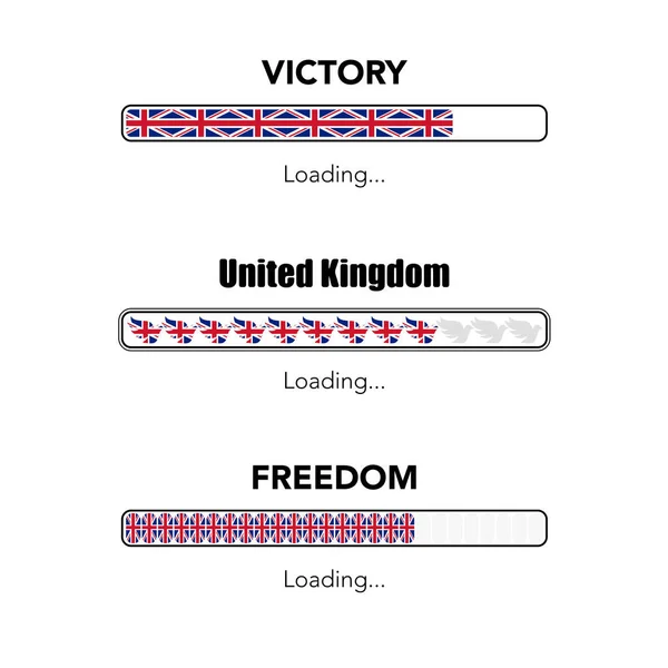 Set Three Different Loading Progress Bars United Kingdom National Color — ストックベクタ