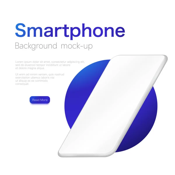 White Isometric Cell Phone Silhouette Isolated Blue Circle Design Custom — Stock vektor