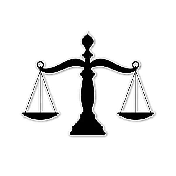 Black Scales Justice Silhouette Isolated White Background Shadow — 图库矢量图片