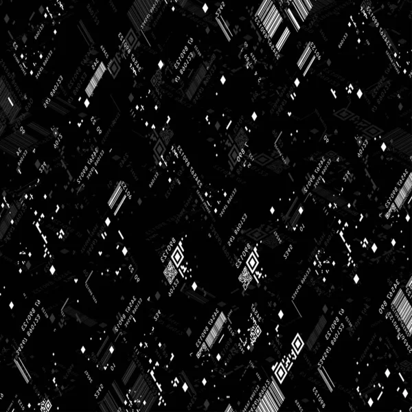 Чорний Фон Різними Елементами Дизайну Штрих Коду Цифрові Шпалери Елементами — стоковий вектор