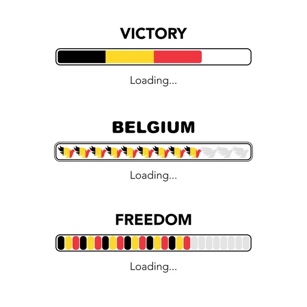 Set Three Different Loading Progress Bars Belgium National Color Flag — Vettoriale Stock