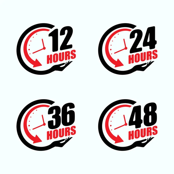 Set Four Black Red Abstract Clock Silhouettes Human Hand Different — Vector de stoc
