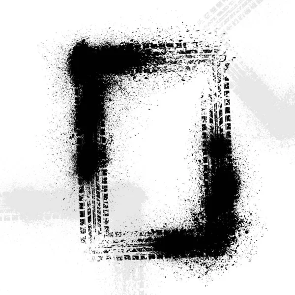 Abstract Black Tire Track Frame Different Ink Blots Corners Isolated — 图库矢量图片