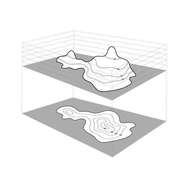 Abstract White Background Topographic Map Reading Silhouette — Stockový vektor
