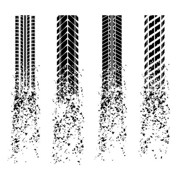 Set Van Zwarte Band Track Silhouetten Geïsoleerd Witte Achtergrond — Stockvector