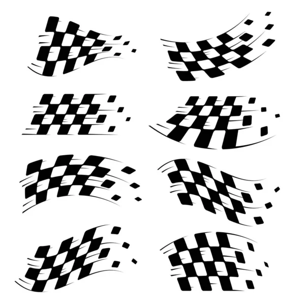 Abstraktes Autorennen Logo Mit Schwarz Weißer Fahne Und Beispieltext Start — Stockvektor