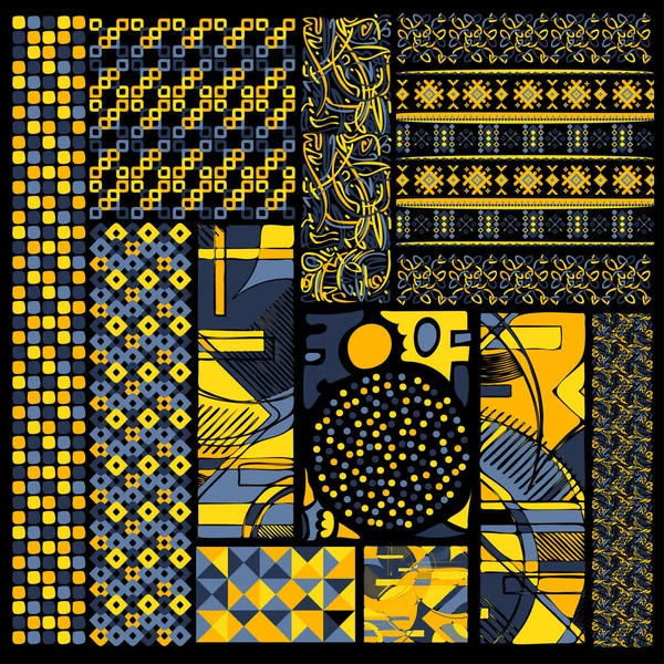 Abstract Vierkante Ontwerp Elementen Achtergrond Tribal Boho Ornament Behang — Stockvector
