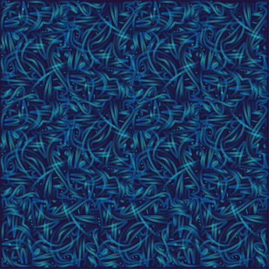 Koyu mavi fırça hat sembolleri siyah arkaplan üzerinde izole