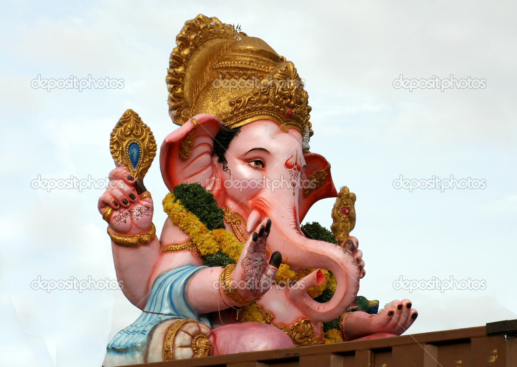 Close up of side view of Idol of Lord Ganesh elephant Headed worshiping for  Ganapati Festival at..., Stock Photo, Picture And Royalty Free Image. Pic.  WR0282542 | agefotostock