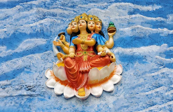 Vista Arte Hindu Indiana Parede Deusa Saraswati Templo — Fotografia de Stock