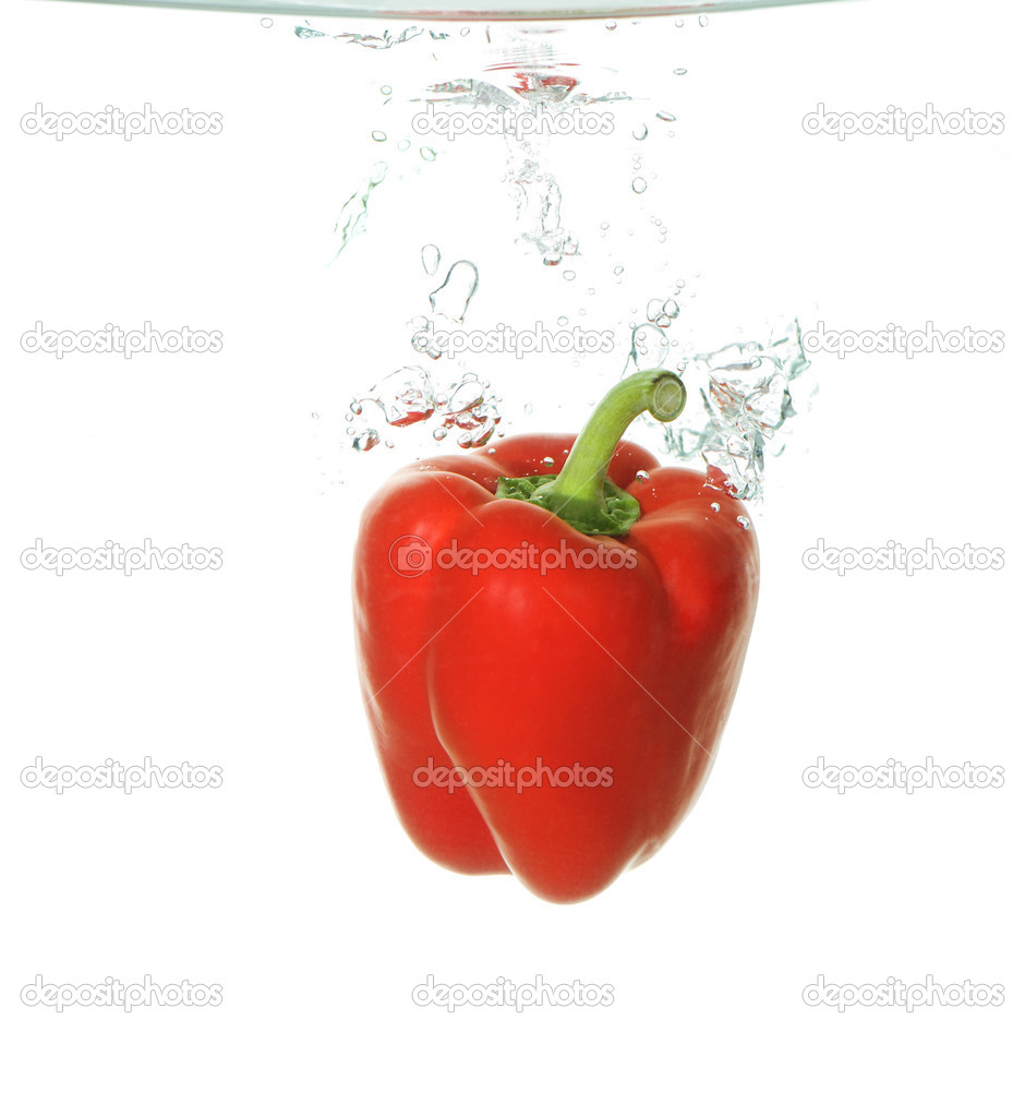 Red paprika in clear water