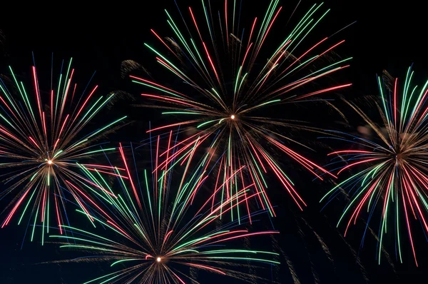 Fuochi d'artificio verdi e rossi — Foto Stock