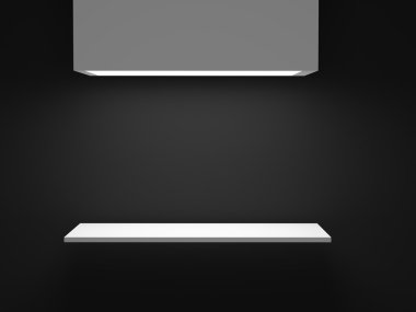 Boş beyaz raf.