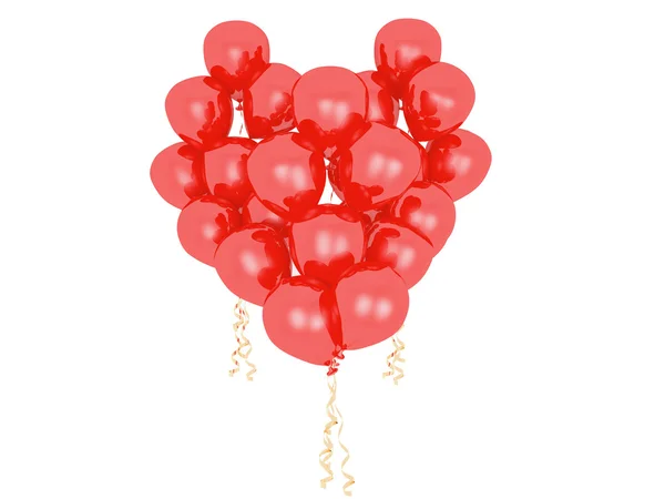 Balões vermelhos em forma de coração. Isolados . — Fotografia de Stock
